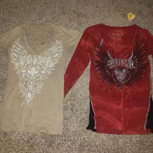Women's Affliction Tops Duo